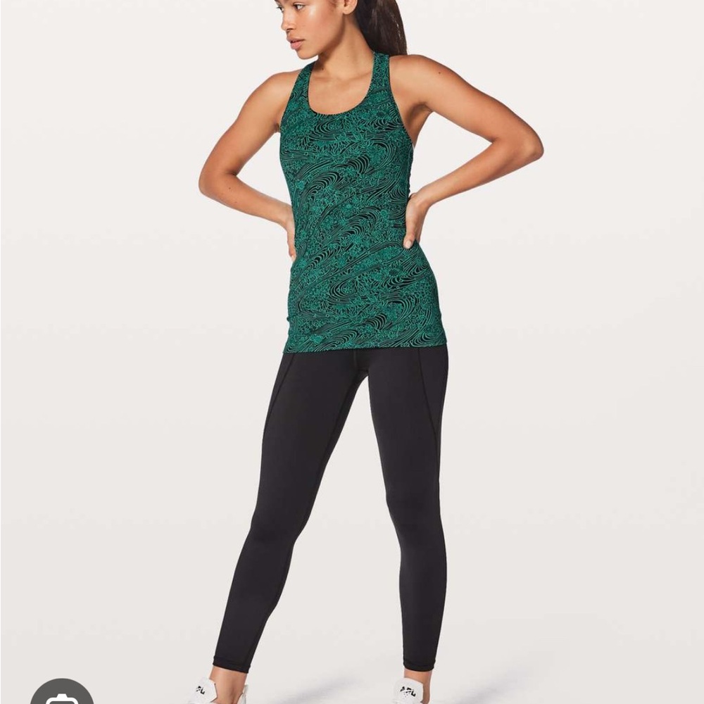 Lululemon Green Patterned Tank Top